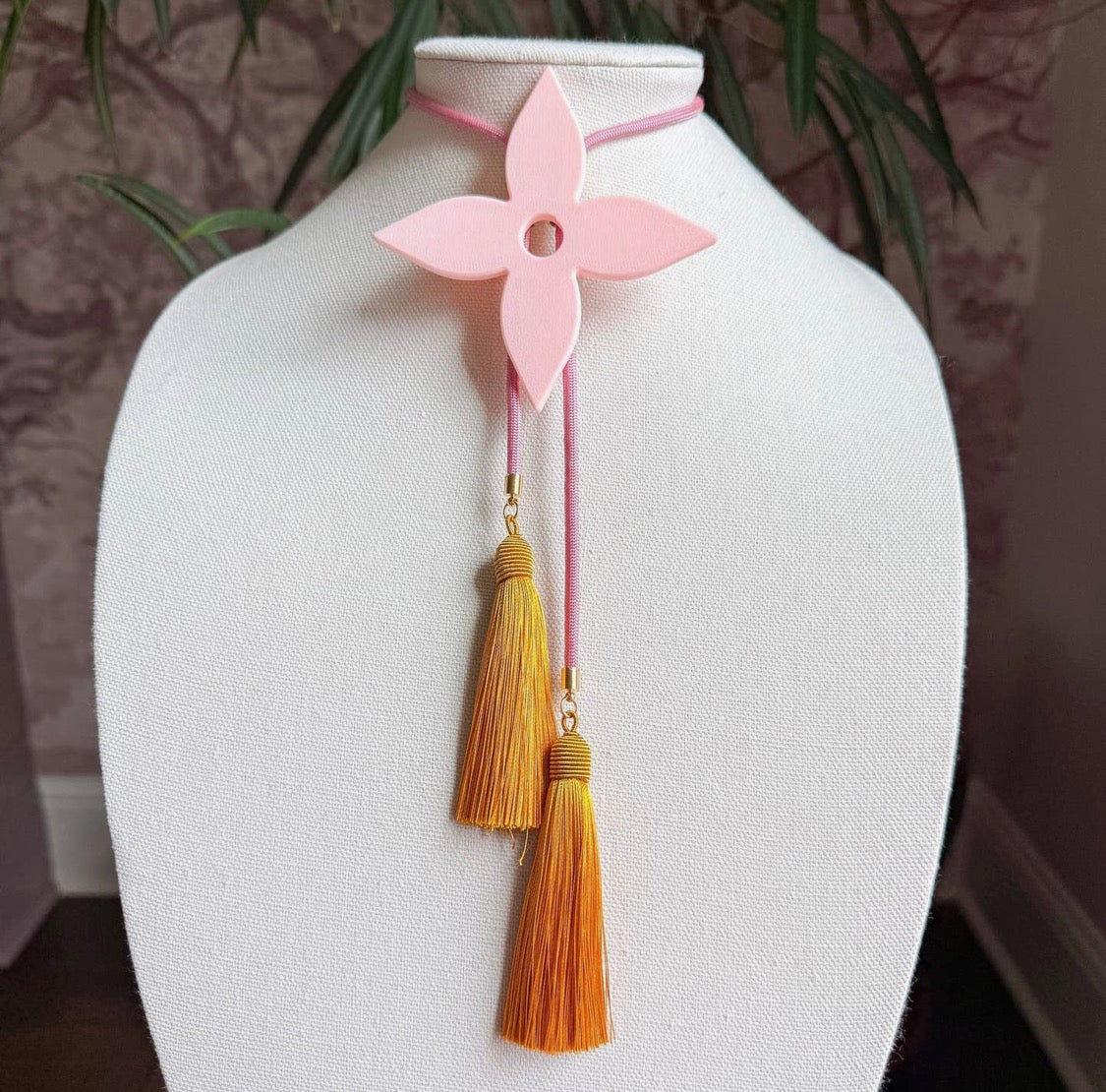Ace of Diamonds Bolo Blush Pink, Bubblegum Pink & Golden Yellow