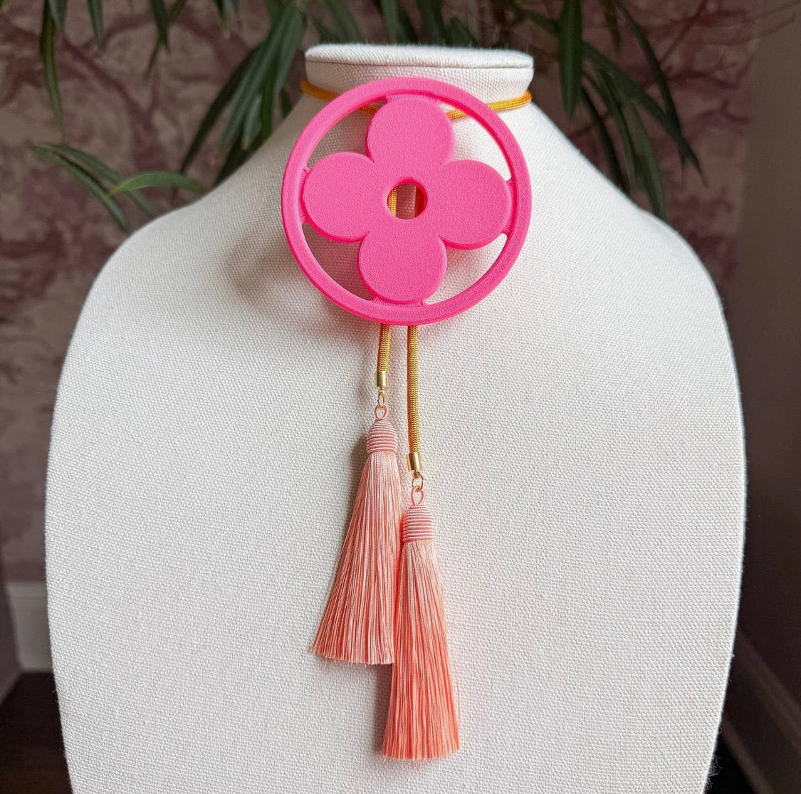 Clover Bolo Flamingo Pink, Golden Yellow & Peach