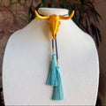 Longhorn Bolo Gold with Storm Blue & Peacock Blue