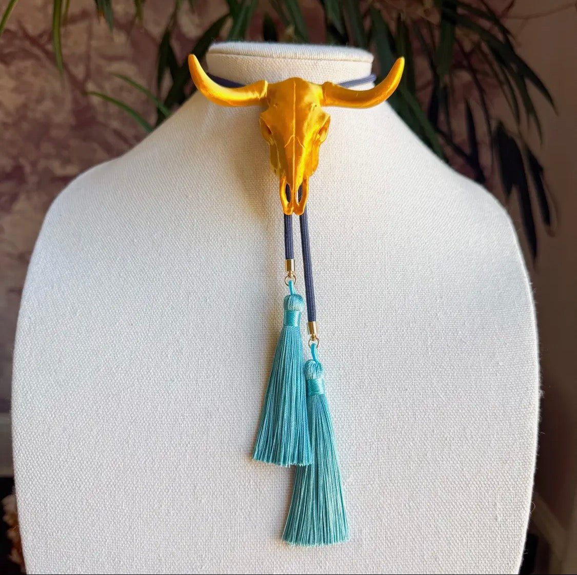 Longhorn Bolo Gold with Storm Blue & Peacock Blue