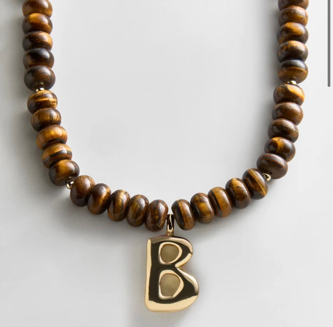 Baublebar Semi-Precious Bubble Initial Necklace - Tigers Eye