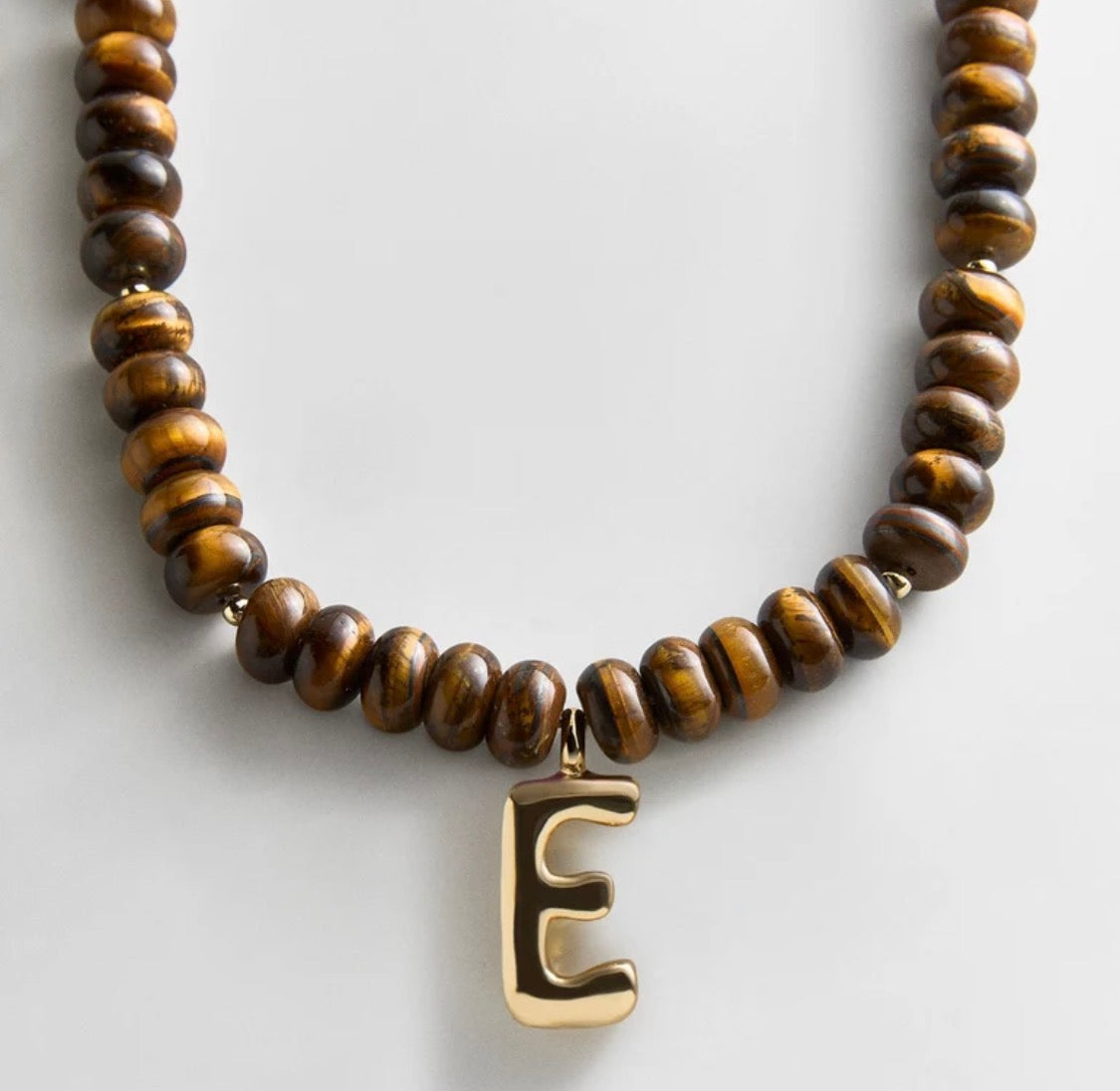 Baublebar Semi-Precious Bubble Initial Necklace - Tigers Eye