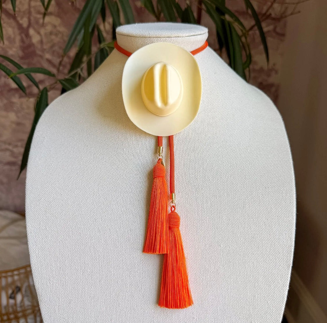Cowboy Hat Bolo Ivory with Orange/Orange