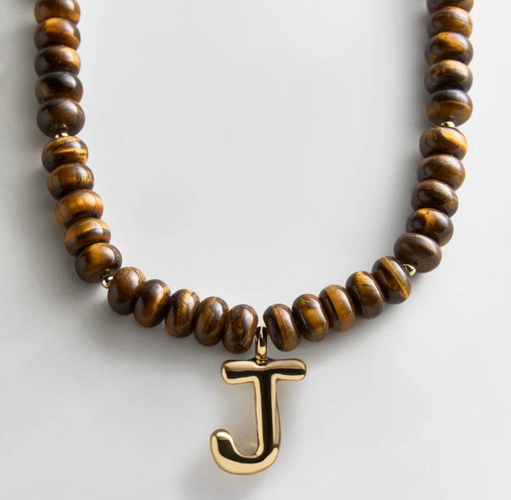 Baublebar Bubble Initial Necklace - Tigers Eye