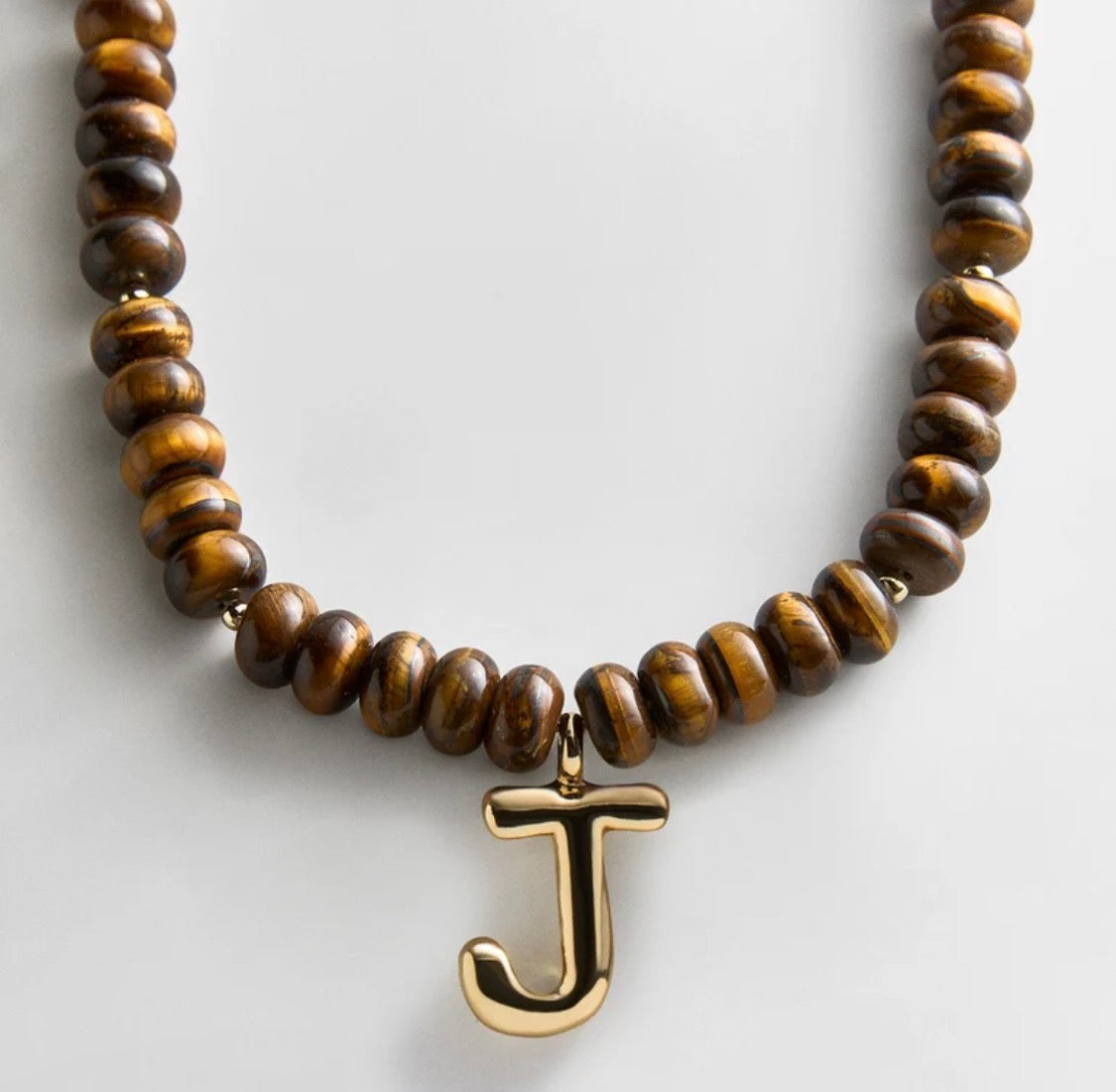 Baublebar Semi-Precious Bubble Initial Necklace - Tigers Eye