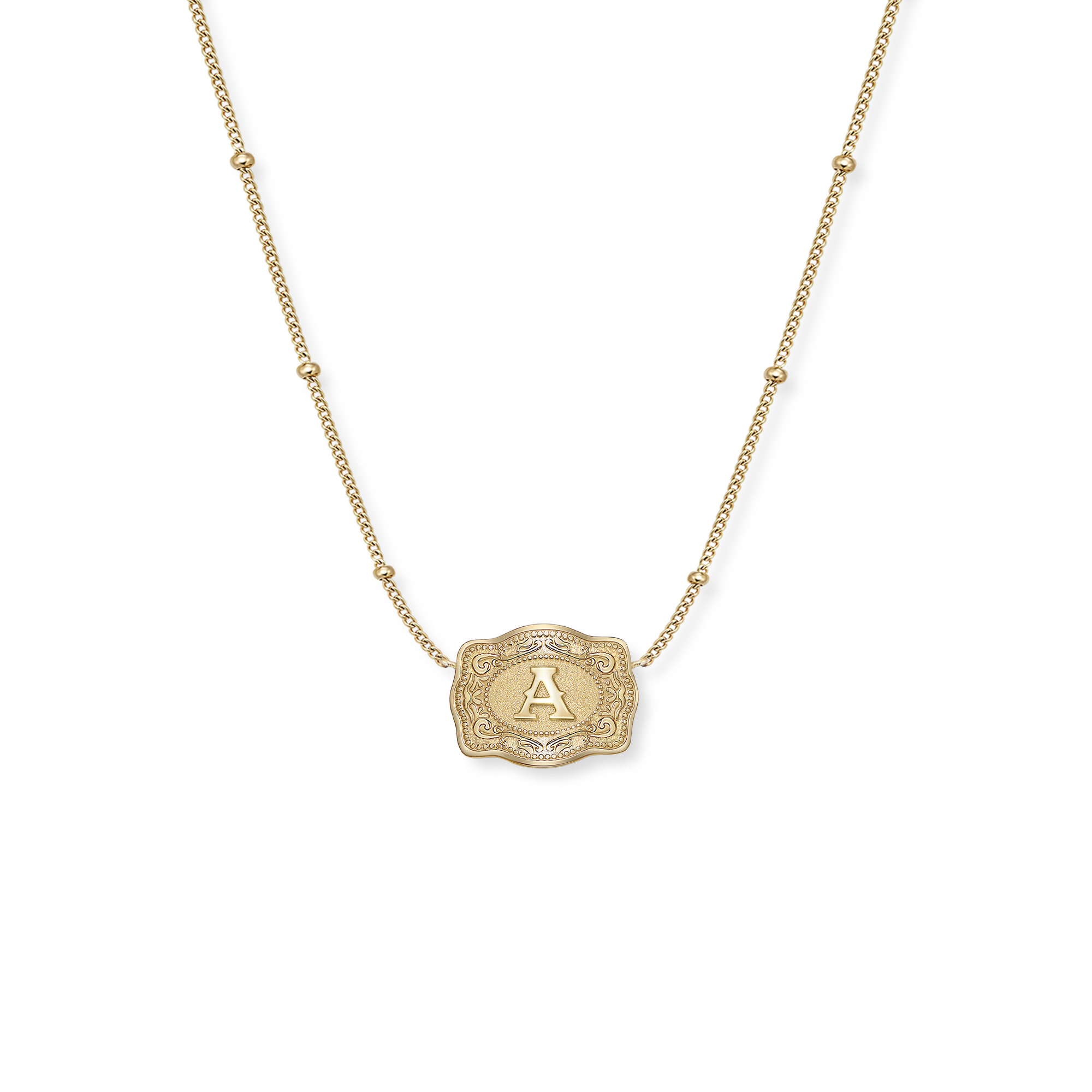 SpurWest Ultra Mini Belt Buckle Initial Necklace