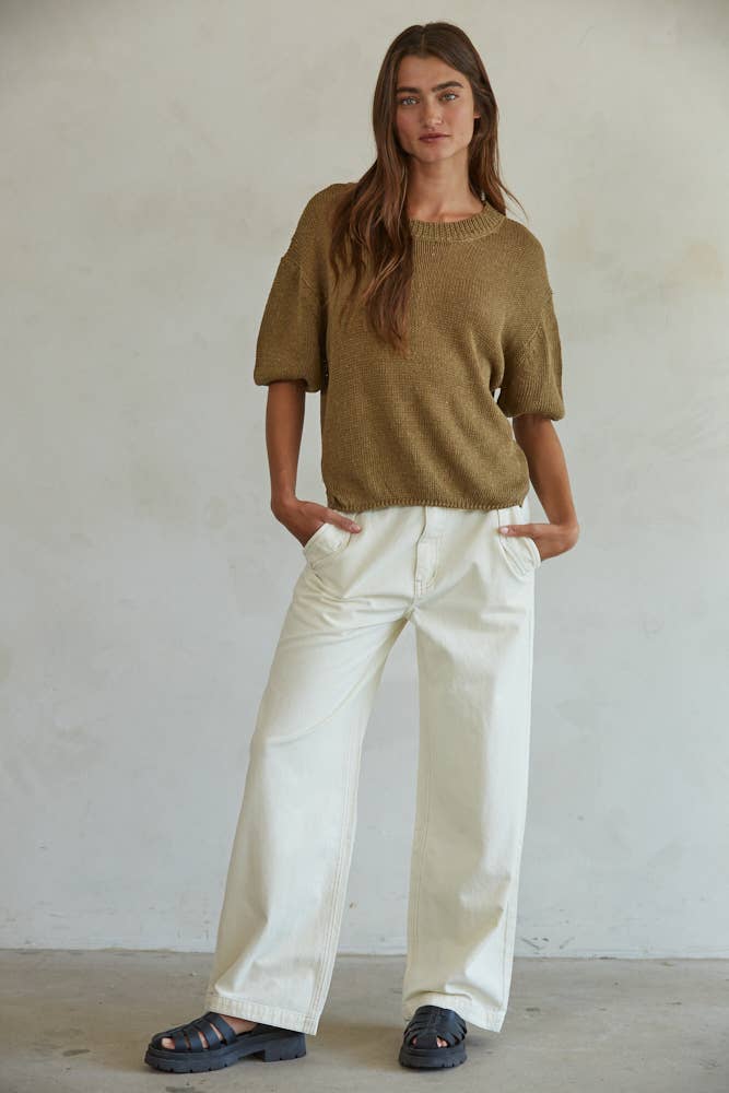 Cream Denim Pants