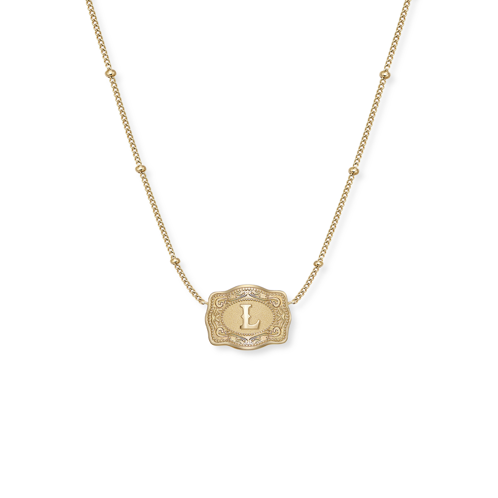 SpurWest Ultra Mini Belt Buckle Initial Necklace