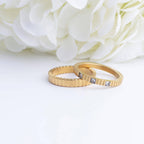 18K Gold PVD Stainless Steel Fluted Stacking Ring: Gold / 6