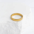 18K Gold PVD Stainless Steel Fluted Stacking Ring: Gold / 6
