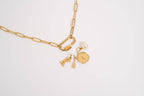 18K Gold PVD Paperclip Carabiner Necklace: Gold / 18+2"