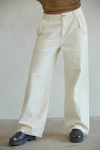 Cream Denim Pants