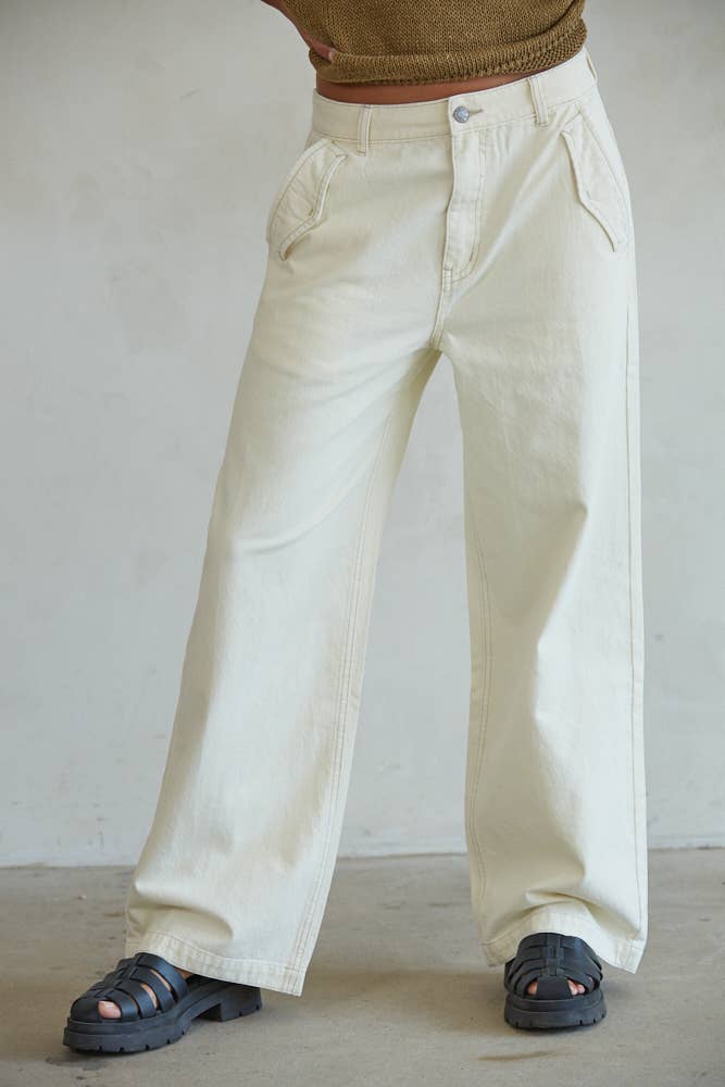 Cream Denim Pants