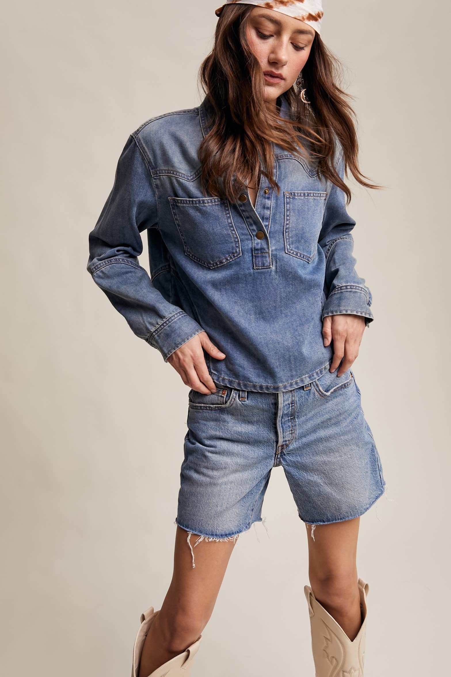Josie Denim Pull Over Shirt
