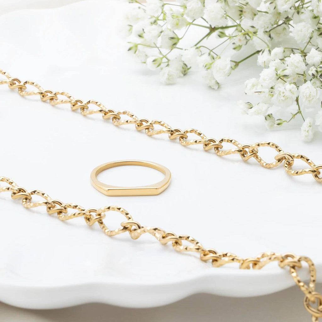 18K Gold PVD Stainless Steel Dainty Flat Blank Stack Ring: Gold / 6