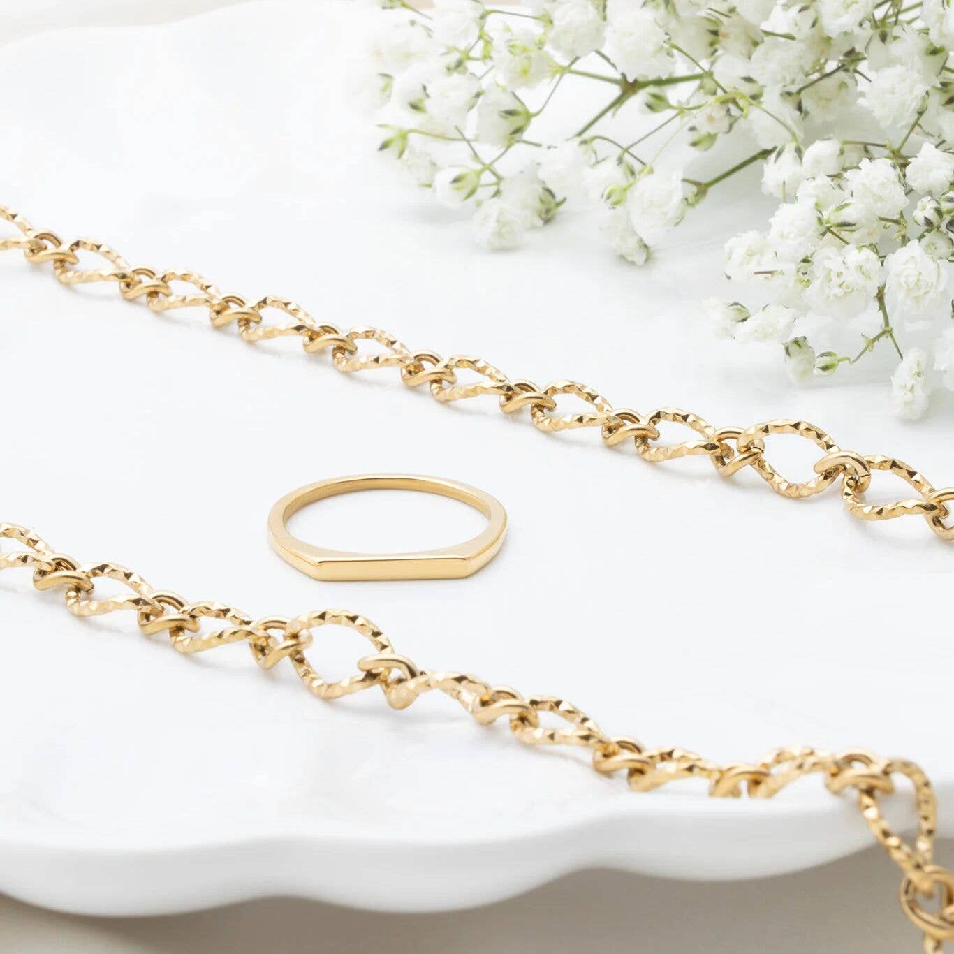 18K Gold PVD Stainless Steel Dainty Flat Blank Stack Ring: Gold / 6
