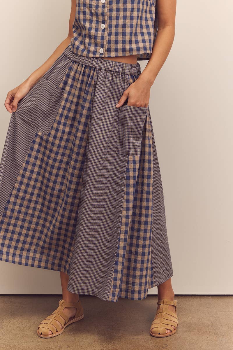 Serena Gingham Panel Skirt