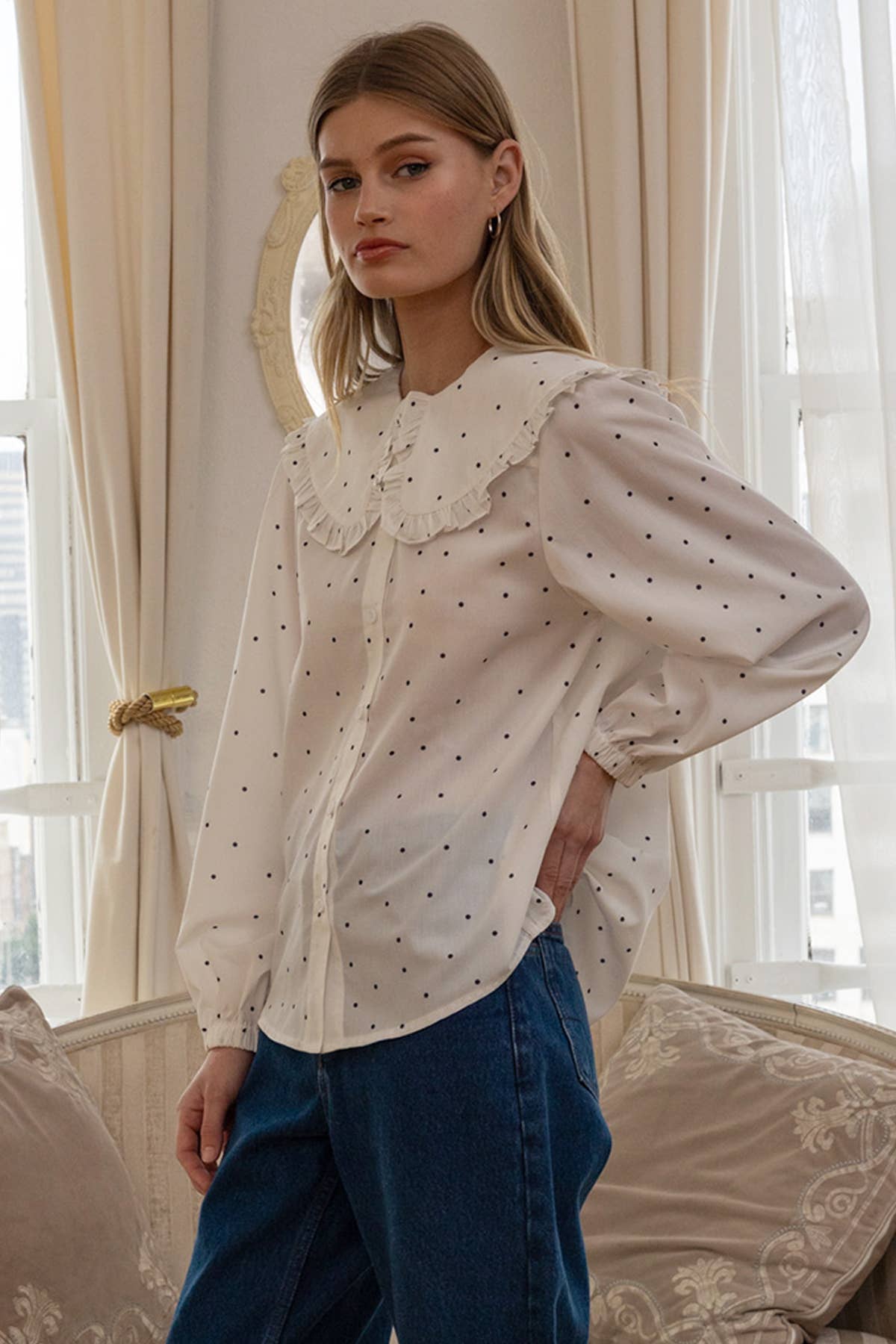 Dotty Collar Blouse
