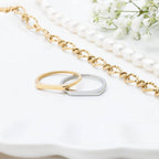 18K Gold PVD Stainless Steel Dainty Flat Blank Stack Ring: Gold / 6