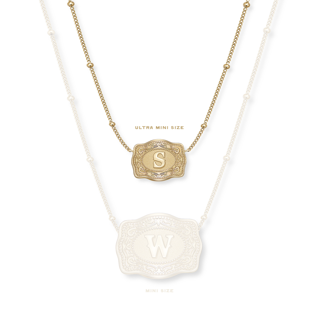 SpurWest Ultra Mini Belt Buckle Initial Necklace