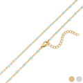 18K Gold Stainless Steel Turquoise Chain Necklace 18+2"
