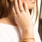 18K Gold PVD Stainless Steel Fluted Stacking Ring: Gold / 6