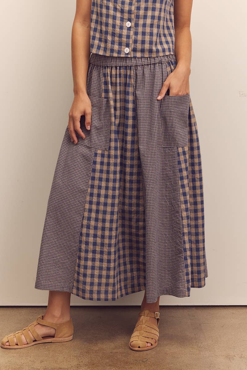 Serena Gingham Panel Skirt