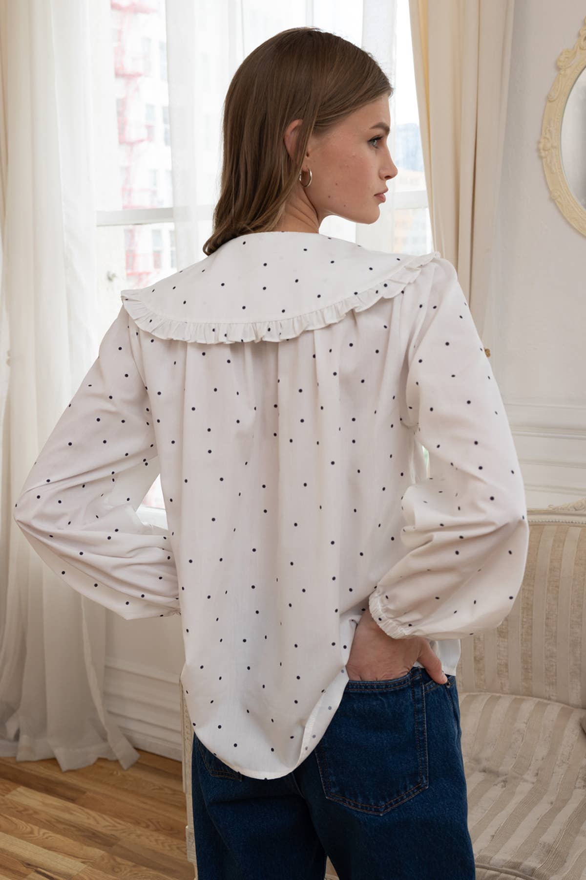Dotty Collar Blouse
