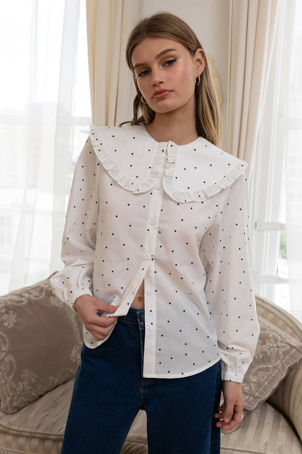 Dotty Collar Blouse