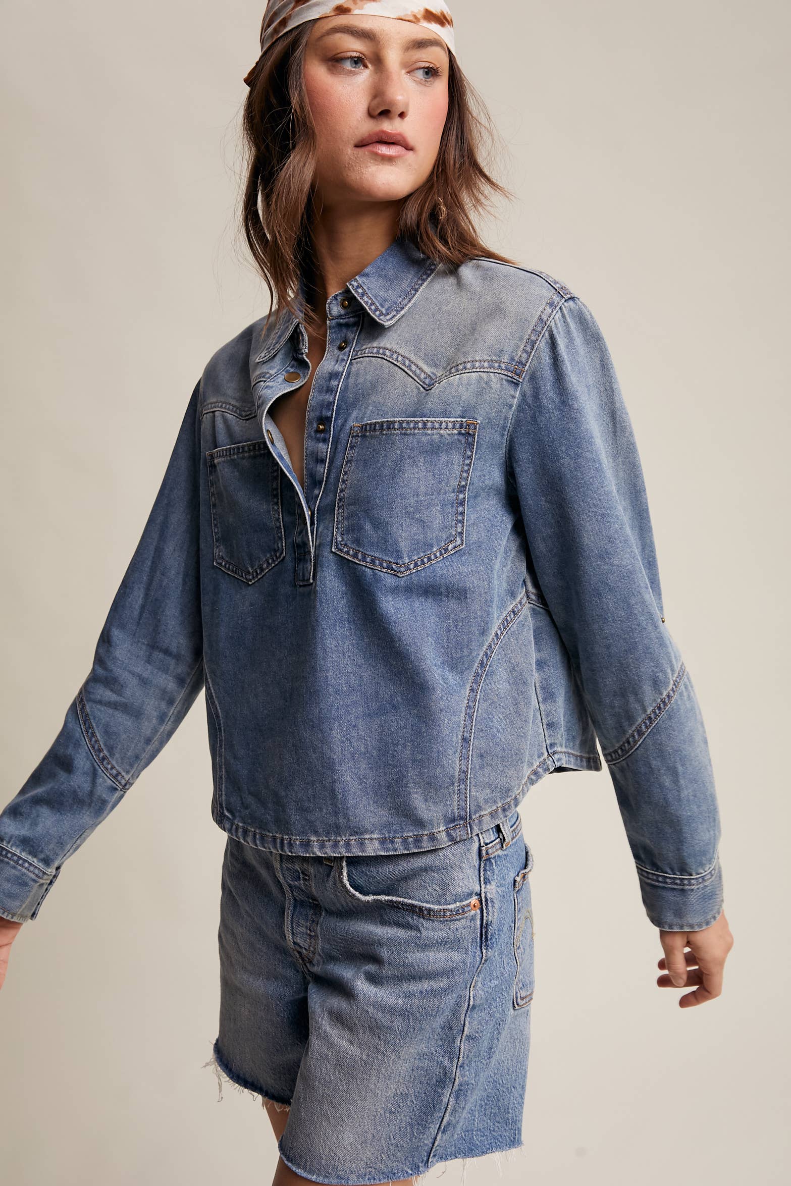 Josie Denim Pull Over Shirt