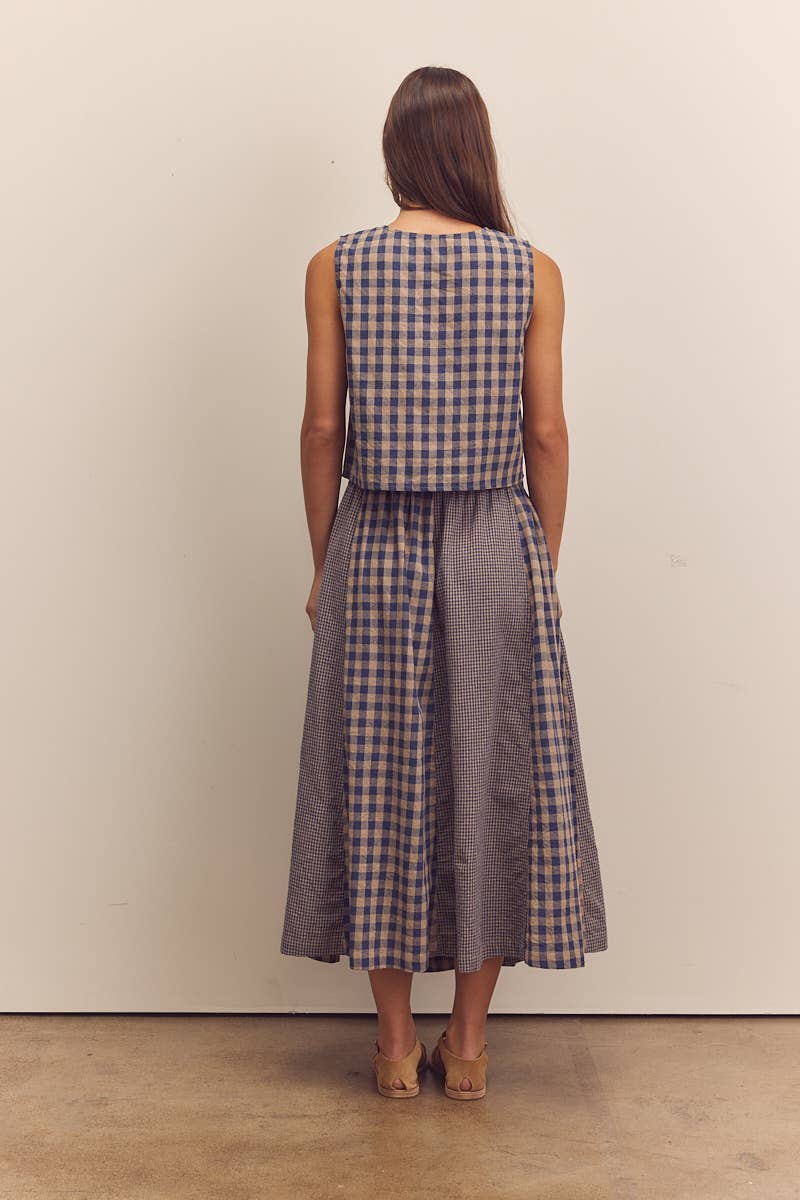 Serena Gingham Panel Skirt