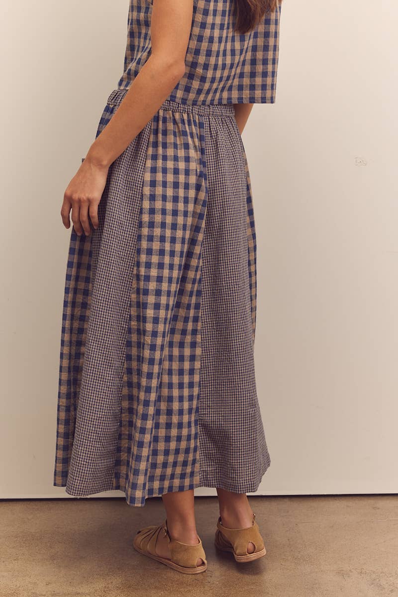 Serena Gingham Panel Skirt
