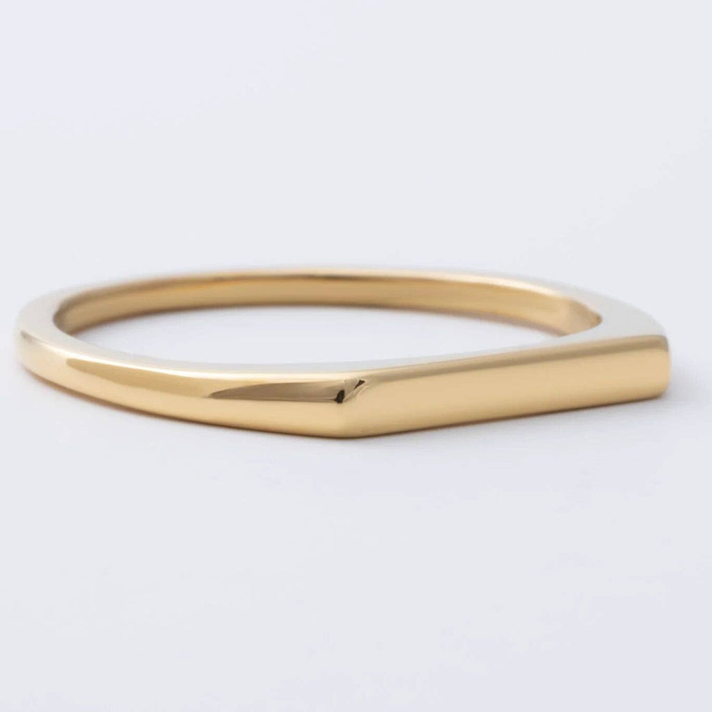 18K Gold PVD Stainless Steel Dainty Flat Blank Stack Ring: Gold / 5