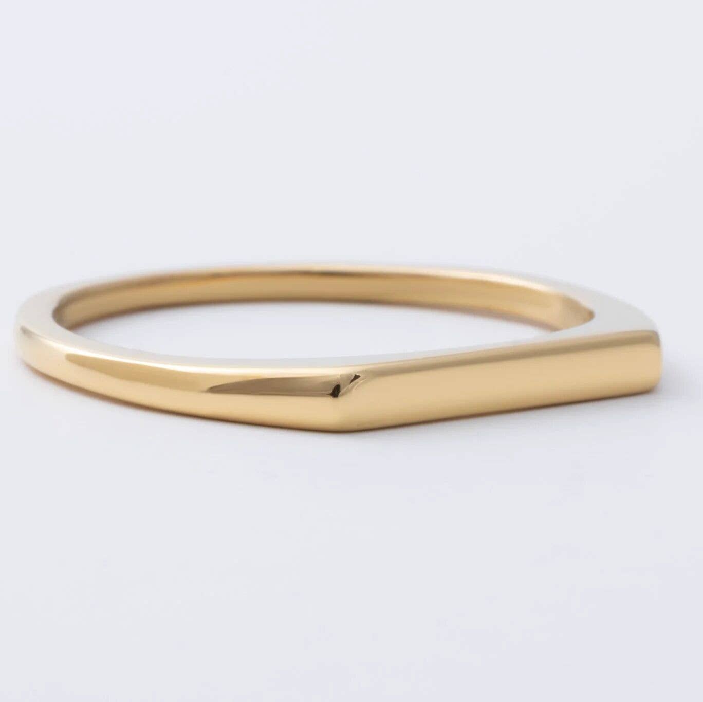 18K Gold PVD Stainless Steel Dainty Flat Blank Stack Ring: Gold / 5