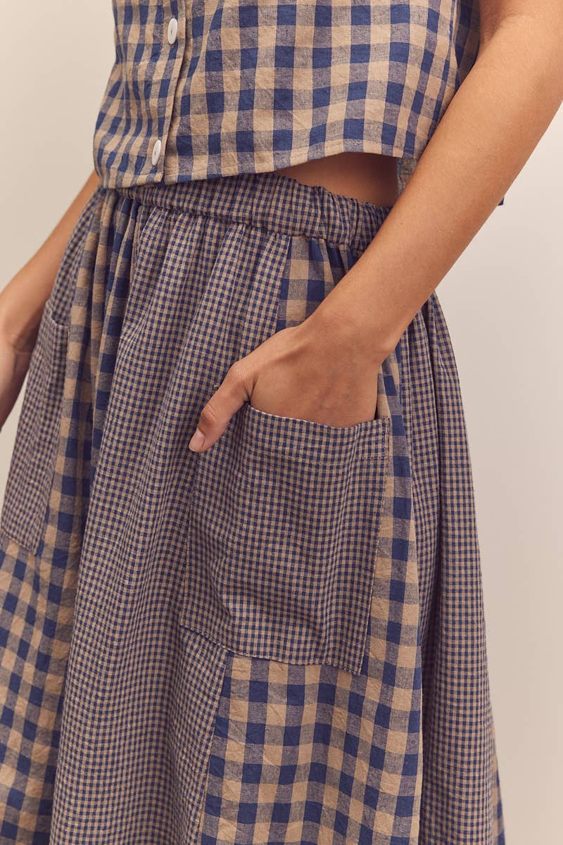 Serena Gingham Panel Skirt