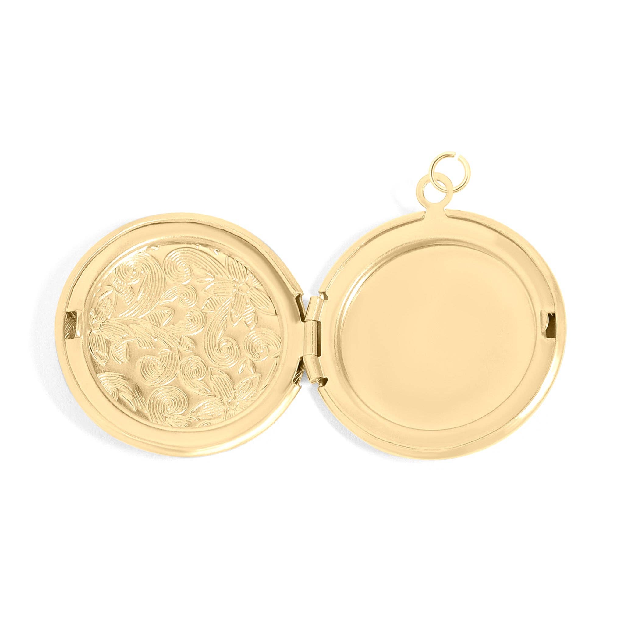 18K Gold PVD Stainless Steel Round Floral Textured Locket