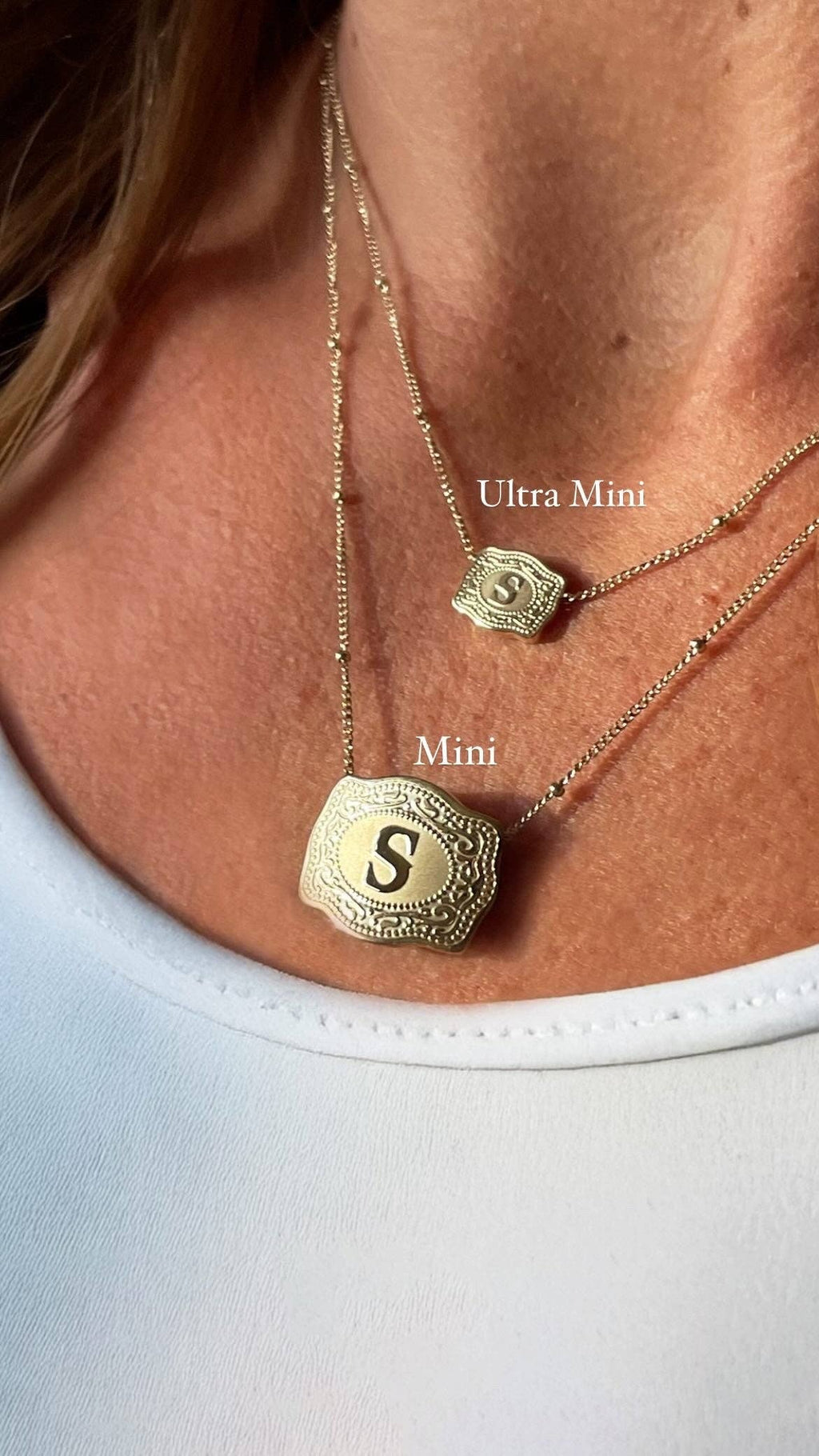 SpurWest Ultra Mini Belt Buckle Initial Necklace