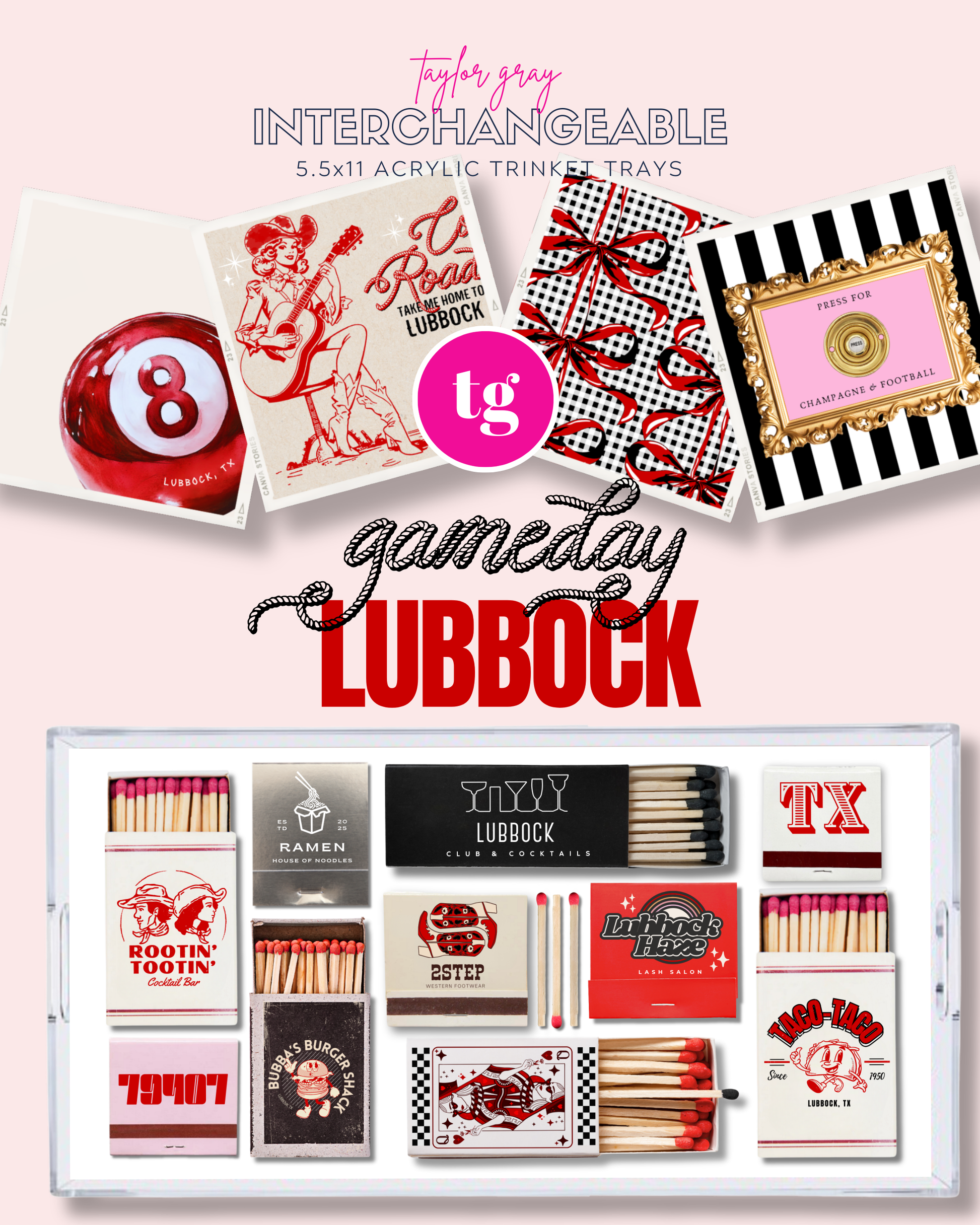 Acrylic Tray Inserts 5.5" x 11" Set of 5