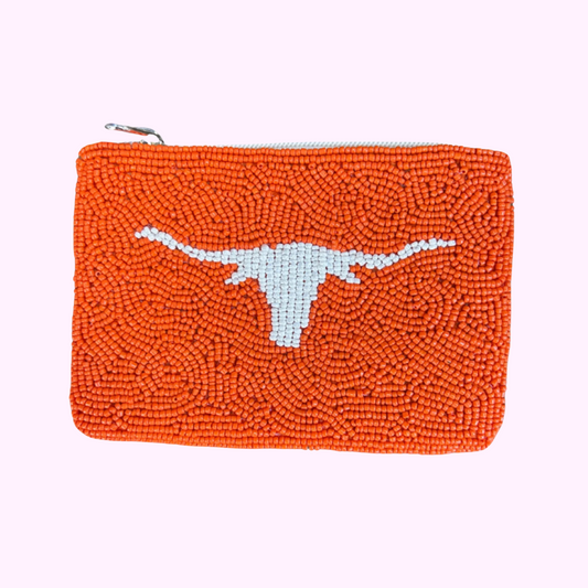 Longhorn Beaded Pouch