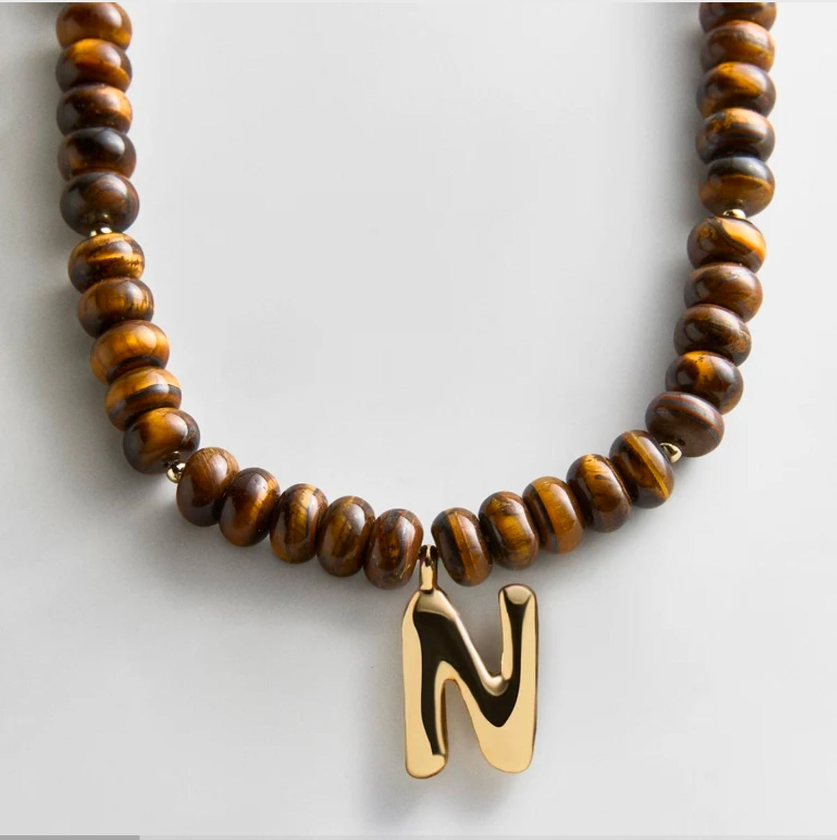 Baublebar Bubble Initial Necklace - Tigers Eye