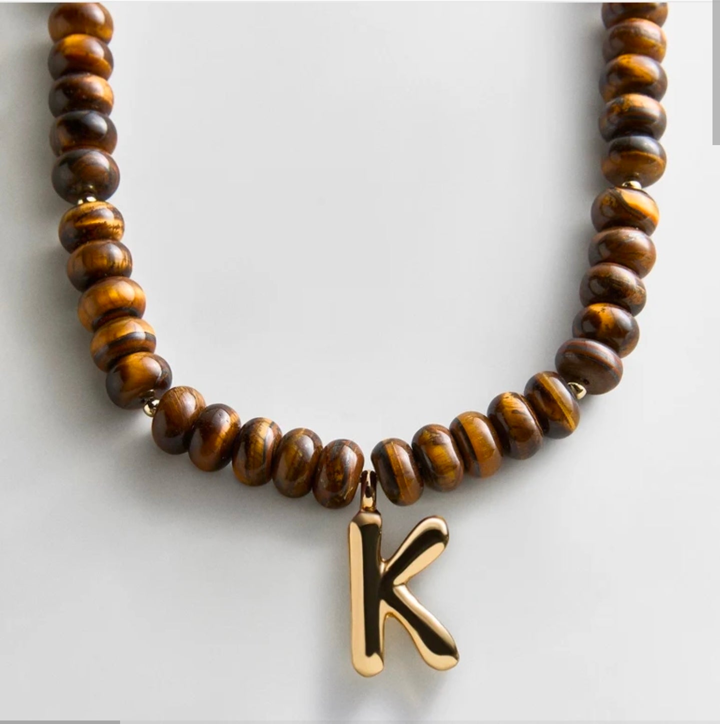 Baublebar Semi-Precious Bubble Initial Necklace - Tigers Eye