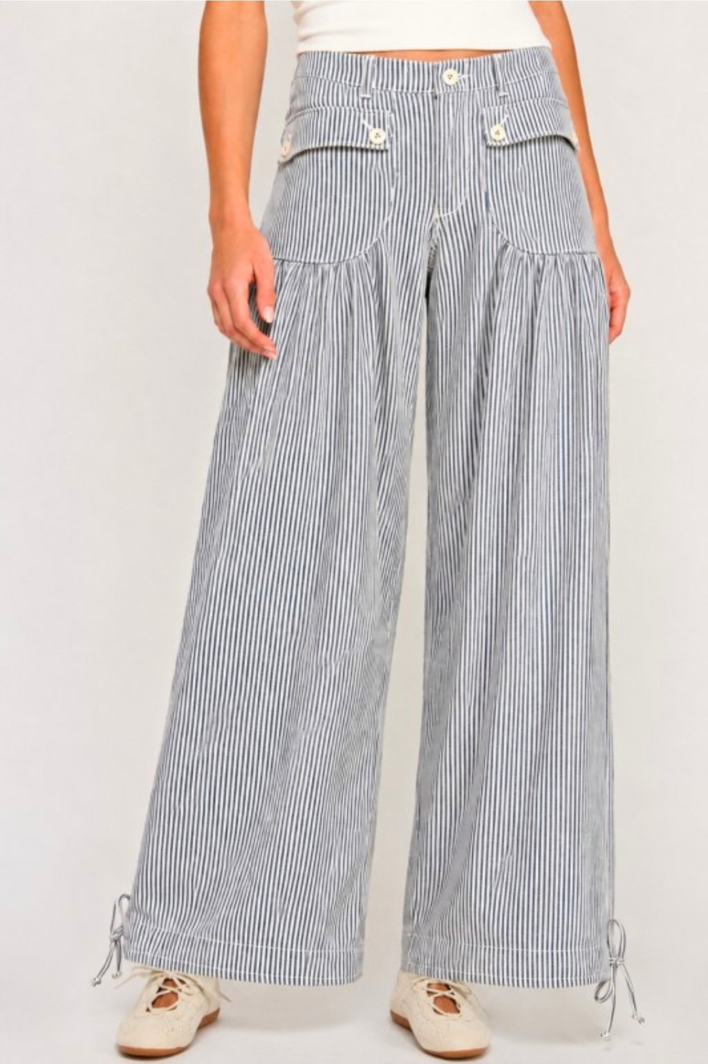Lotus Striped Balloon Jeans